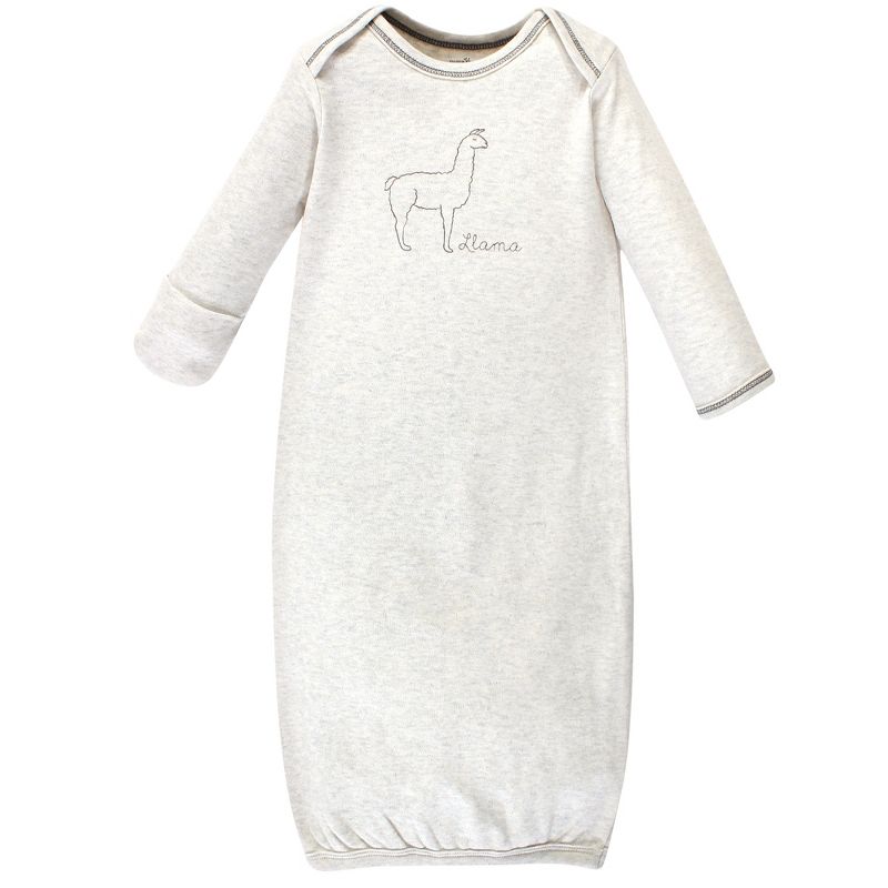 Touched by Nature Baby Organic Cotton Long-Sleeve Gowns 3pk, Llama, 0-6 Months, 5 of 6