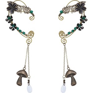 Fairy Elf Ear Cuffs - Antique Bronze Handmade Dangling Jewelry for Renaissance Festival - 1 of 4