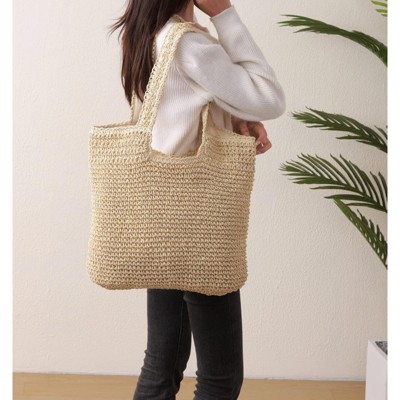 BEAFUP Beach Bags for Women - Summer Soft LargeHand-woven Shoulder Purse Handbag, Beach Tote Straw Bag for Summer Vacation