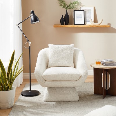 MINIMORE Modern Style 30.3" W Swivel Barrel Chair with Pyramid base