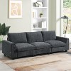 96" W 3-Seat Chenille Sectional Sofa with Bluetooth Speaker, Drop-Down Table, USB Charger, Storage Armrest, Dark Gray - 4 of 4
