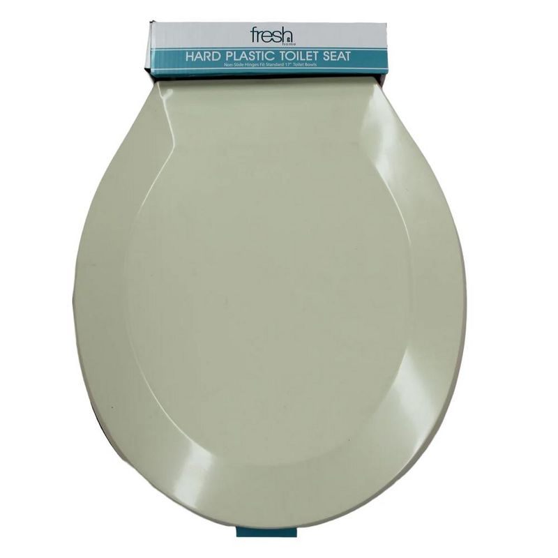 J&V Textiles Elongated Toilet Seat With Easy Clean & Change Hinge, Beveled Edges (Beige), 4 of 7