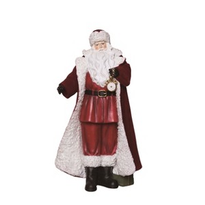 Transpac Resin 12.75 in. Multicolor Christmas Fuzzy Santa with Watch Figurine - 1 of 4