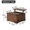 Farmhouse Square Lift-Top Coffee Table With Flip Top Storage For Living Room Wood Center Table with Large Hidden Storage Brown - 2 of 4