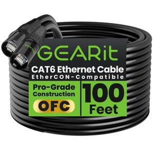 GEARit CAT6 Shielded EtherCON Cable for Pro Audio - Black - 1 of 4
