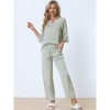 cheibear Womens Satin Sleepwear Lounge with Pants Nightwear 3/4 Sleeves Pajama Set - 2 of 4