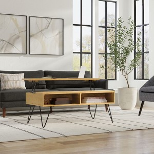 NicBex Vintage Coffee Table with Storage,2-Tier Lift-Top Wooden Table with Hidden Shelves,Convertible End Table for Living Room - 1 of 4