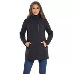 Sebby Womens Contemporary Fit Long Sleeve Rain Coat - Black X Large