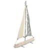 Decorative Metal Sailboat Figurine with Fabric Sails 27" Ivory and Blue Coastal Accent for Home or Office - 4 of 4