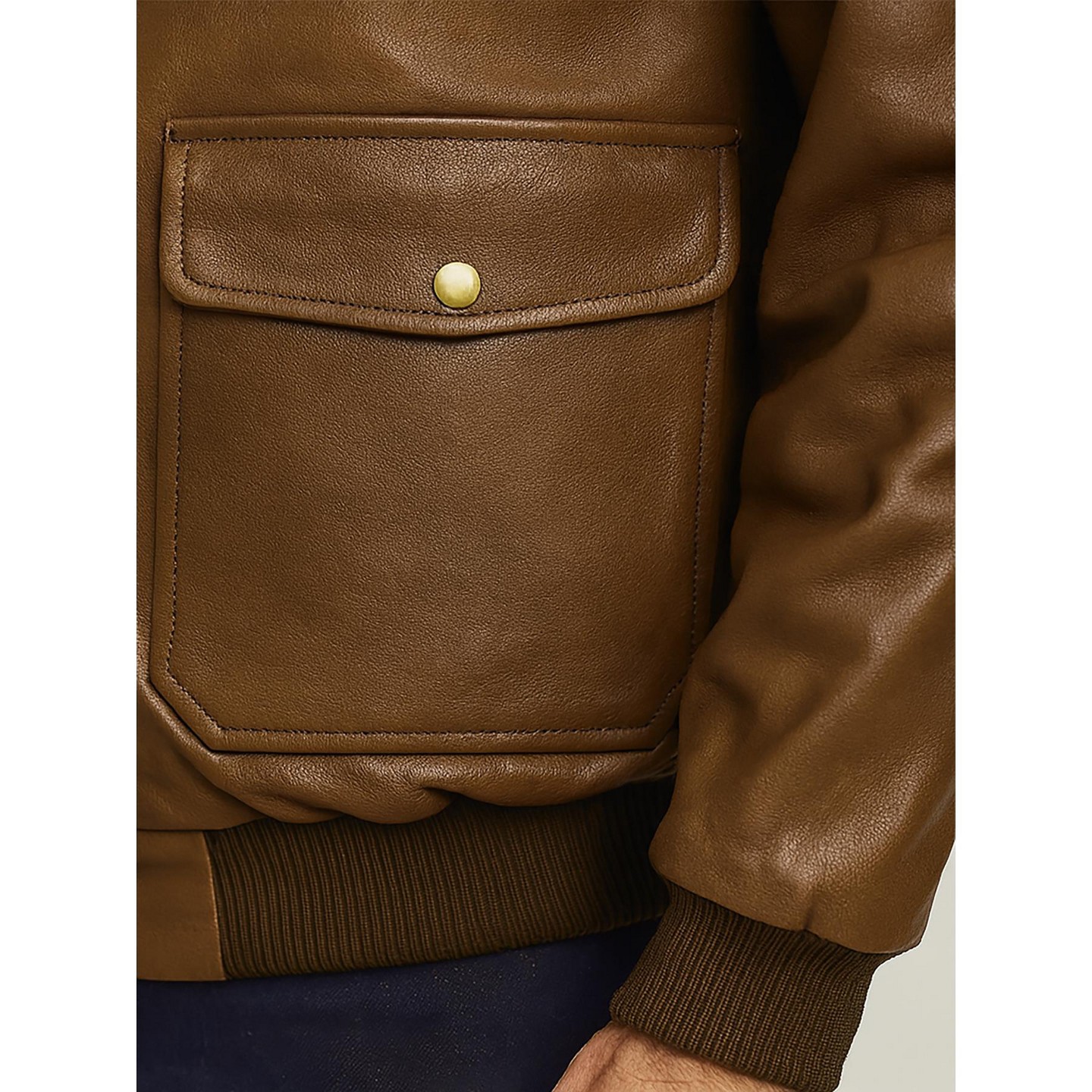 Мужская куртка Victory Outfitters Classic Leather Aviator Jacket Brown, цвет: Коричневый — фото 4