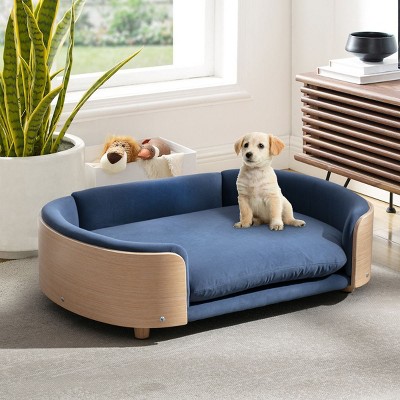 Bulldog Large Size Xl Dog Beds With Removable Cover,blue Velvet Cushion ...