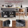 Kitchen Island with Extendable Dining Table, Two-tone Kitchen Table with Power Outlet,2 Drawers 2 Side Open Shelves - image 2 of 4