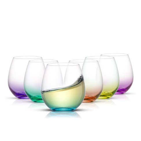 Set of 6 Coloured Base Glasses Set Glassware Tumbler Juice Whiskey Wine Glass 