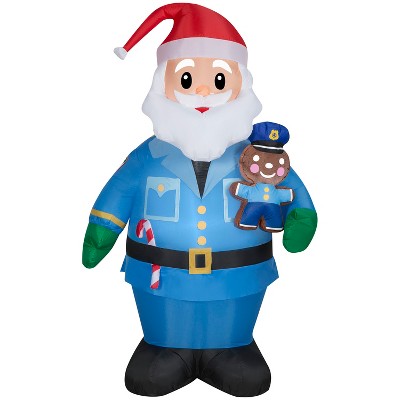 Gemmy Christmas Inflatable Policeman Santa , 7 ft Tall, Multi