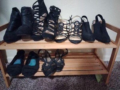 Bumusty Expandable 2 Tier Shoe Organizer Rack, Shoe Rack for