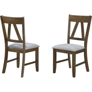 Kings Brand Furniture - Howell Wood Dining Upholstered Chairs, Brown/Blue (Set of 2) - 1 of 3
