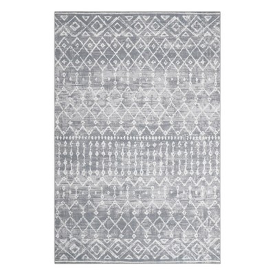 Washable Farmhouse Living Room Rugs, Chenille Non Slip Geometric Stripped Lines Print Bedroom Carpet