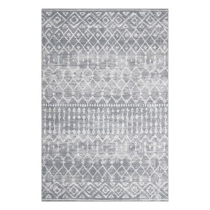 Washable Farmhouse Living Room Rugs, Chenille Non Slip Geometric Stripped Lines Print Bedroom Carpet - 1 of 4