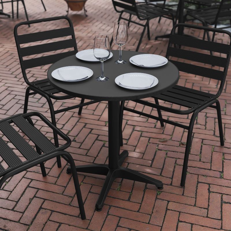 Flash Furniture Mellie 27.5'' Round Aluminum Indoor-Outdoor Table with Base, 5 of 13