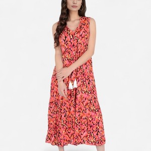 Anna-Kaci Women's Sleeveless Tiered Maxi Dress with Vibrant Abstract Print and Tassel Tie Detail - 1 of 4