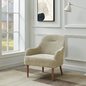 CENGHU Chenille Accent Chair, Modern Style Living Room Chair with Wood Legs, Comfy Armchair for Living Room, Bedroom, Office - 1 of 4