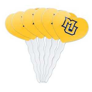 Marquette University Secondary Logo Heart Love Cupcake Picks Toppers Decoration Set of 6 - 1 of 4