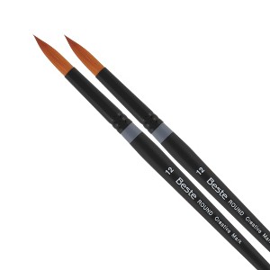 Creative Mark Beste Golden Taklon Round #12 - 2 Pack Artist Brush, Professional Watercolor Brushes, For Acrylic Painting, Short Handle, Sharp Edges, - 1 of 4