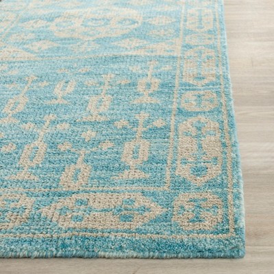Kenya Blue Hand-Knotted Wool 6&#039; x 9&#039; Area Rug