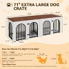 71" Double Dog Crate Furniture, XXL Indoor Wooden Kennel for 2 Dogs, TV Stand with Double Doors, Removable Divider, End Table with Pads - 3 of 4