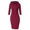 Women Long Sleeve Hooded Sweatshirt Midi Dress - 3 of 4