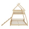 NicBex Twin over Queen Bunk Bed Classic House Shape Bed Frame with Guardrails and Ladder with Climbing Net and Climbing Ramp - 3 of 4