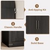 71" Tall Arched Kitchen Pantry Cabinet, Freestanding Cupboard Storage Cabinet, 5 Tier Wood Display Cabinet, Versatile Bookcase, Black Glass Door - 4 of 4