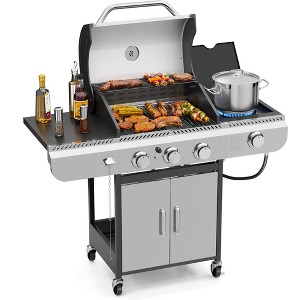 R.W. FLAME BBQ Gas Grill – 34,000 BTU Propane, Enamel Grates, Removable Grease Tray, Ideal for Outdoor Cooking, Camping, Backyard, Patio & Deck - 1 of 4