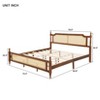 Sapphtopaz Retro King Size Bed Frame with Rattan Headboard Pine Wood Platform Bed with Central Enhanced for Bedroom, No Box Spring Needed - 2 of 4