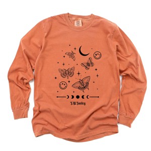 S.W.Smiley Witchy Moth - Women's Garment Dyed Long Sleeve Graphic T-Shirt - 1 of 4