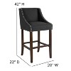 Emma and Oliver 30"H Transitional Upholstered Walnut Barstool with Accent Nails - 4 of 4