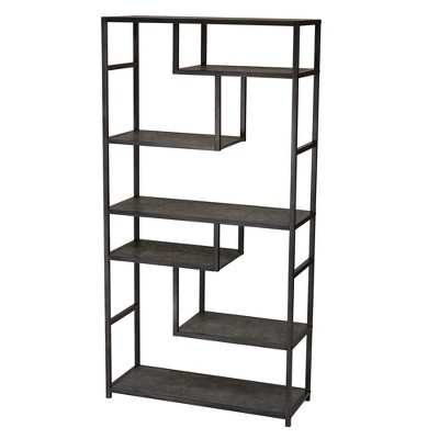 Slate Gray 65" Industrial Metal and Laminate Bookshelf