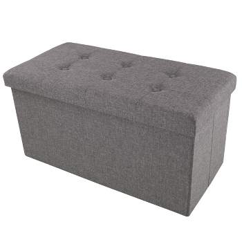 Hasting Home 30-Inch Folding Storage Ottoman with Removable Bin