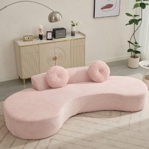 NicBex Couches for Living Room Cloud Couch 105.5'' Curved Sofa Modern Minimalist Corduroy Upholstered 3-4 Seater Sofa Couch with 2 Pillows - 1 of 4