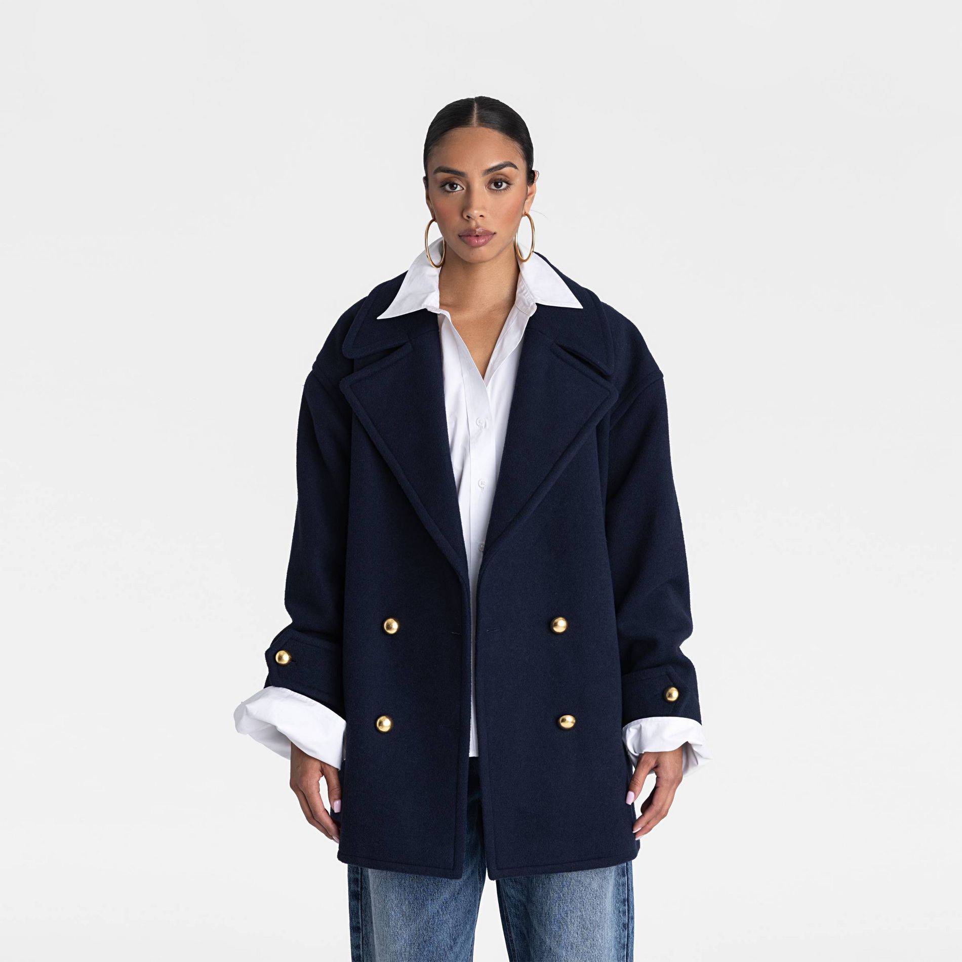 KBB by KAHLANA Women's 'The Pea Coat' - Navy Blue