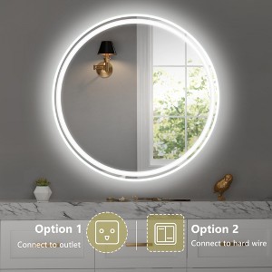 Vynxaria 28 in. Wx28 in. H Round LED Bathroom Mirror ¨C Wall-Mounted for Convenience - 1 of 4