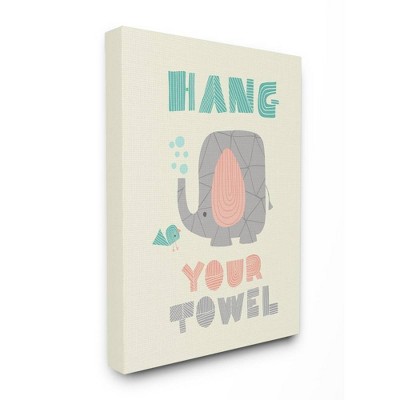 16"x1.5"x20" Hang Your Towel Mod Elephant Stretched Canvas Wall Art - Stupell Industries