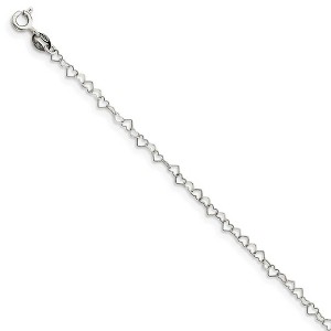 Black Bow Jewelry 3.5mm, Sterling Silver Heart Link Chain Bracelet, 7 Inch - 1 of 3