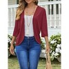 Women's Casual Knitted Cardigan, Open-Front 3/4 Sleeve Lightweight Sweater Jacket for Daily Layering - 4 of 4