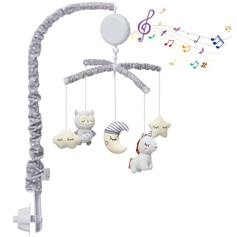 Whizmax Baby Crib Mobile with Music Motor Spinner,Musical Crib Toys for Infants 0-6 Months Girls and Boys,Crib Mount Mobiles with 36 lullabies, Gray, 1 of 7