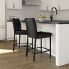 Amisco Perry Upholstered Counter Height Barstool Black: Faux Leather, Steel Frame, 26" Seat Height - 4 of 4