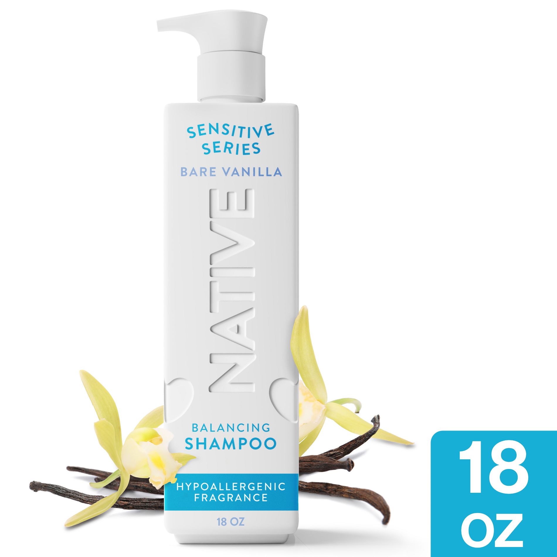 Native Derm Shampoo Balancing Bare Vanilla - 18 fl oz: For All Hair Types, Daily Use, Liquid Hair Shampoo