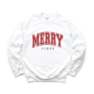 Simply Sage Market Women's Graphic Sweatshirt Merry Vibes Varsity Thick Outline