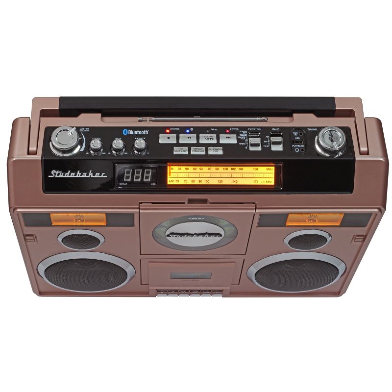 Studebaker SB2140 Sound Station Portable Stereo Boombox with Bluetooth, CD, AM/FM Radio and Cassette Player/Recorder, 3 of 7