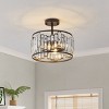 Dewdrop 3-Light Semi Flush Mount Crystal Chandelier, Black and Clear Drum Ceiling Light Fixture for Living Room Foyer Entryway - 3 of 4
